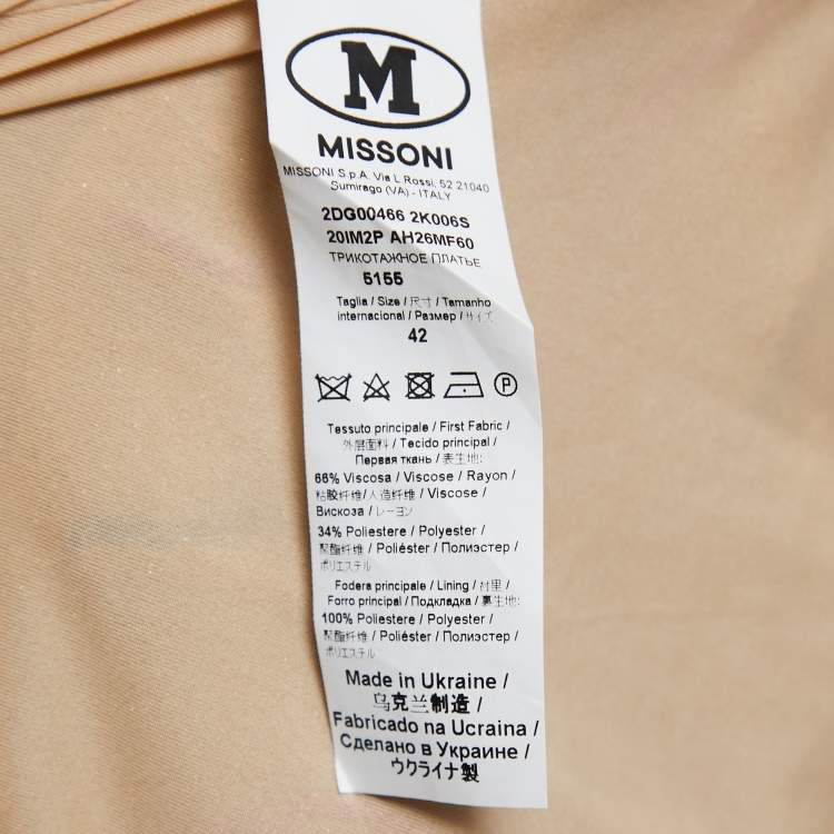 Pre Owned M Missoni Gold Patterned Lurex Knit Belted Midi Dress M