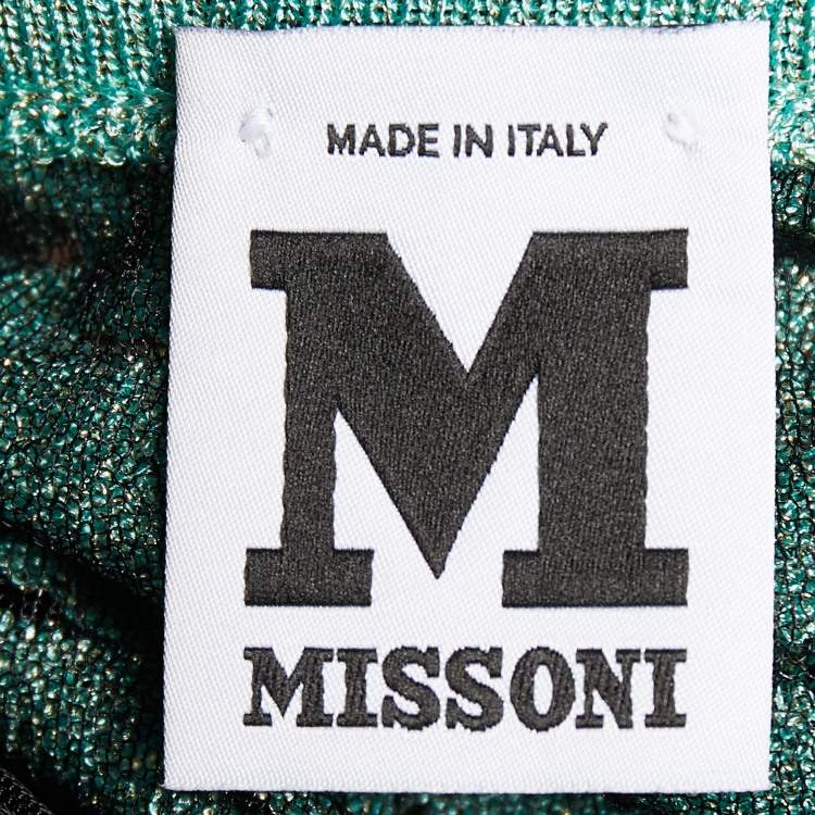 Pre Owned M Missoni Green Lurex Perforated Knit Sleeveless Mini Dress L