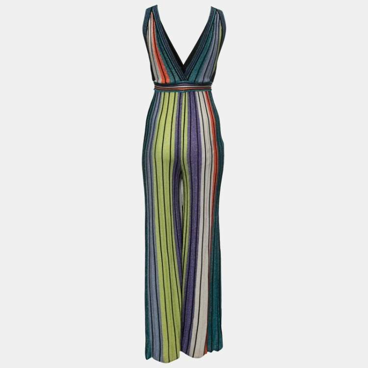 M Missoni Multicolor Striped Lurex Knit Jumpsuit S M Missoni TLC