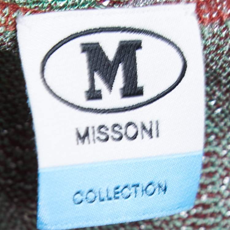 Pre Owned M Missoni Multicolor Lurex Chevron Knit Halter Top M