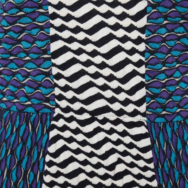 Pre Owned M Missoni Multicolor Patterned Knit Flounce Hem Mini Dress L