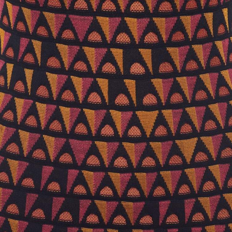 مملوكة مسبقًا M Missoni Multicolor Geometric Patterned Wool Knit Mini Dress S