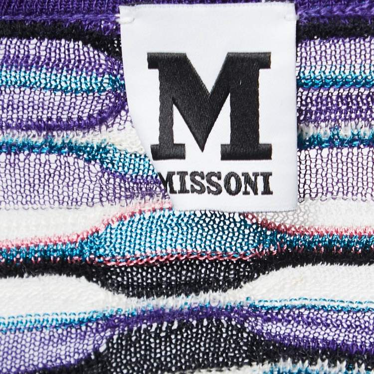 Pre Owned M Missoni Purple Striped Knit Button Front Cardigan S