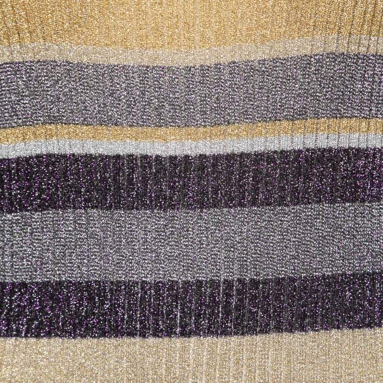 Pre Owned M Missoni Collection Multicolor Striped Lurex Knit Top M