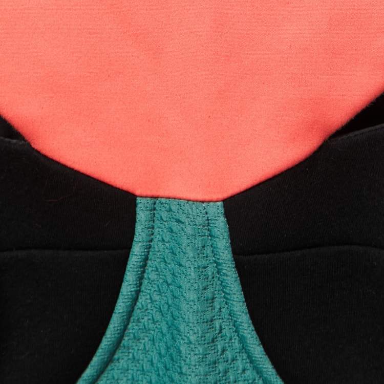 Pre Owned M Missoni Multicolor Knit Cut-Out Detail Colorblock Top S