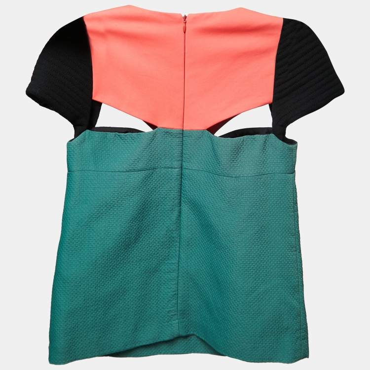 Pre Owned M Missoni Multicolor Knit Cut-Out Detail Colorblock Top S