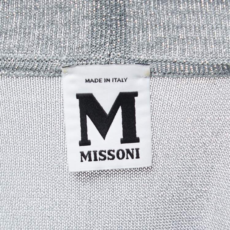 Pre Owned M Missoni Silver Knit Cowl Neck Sleeveless Top S