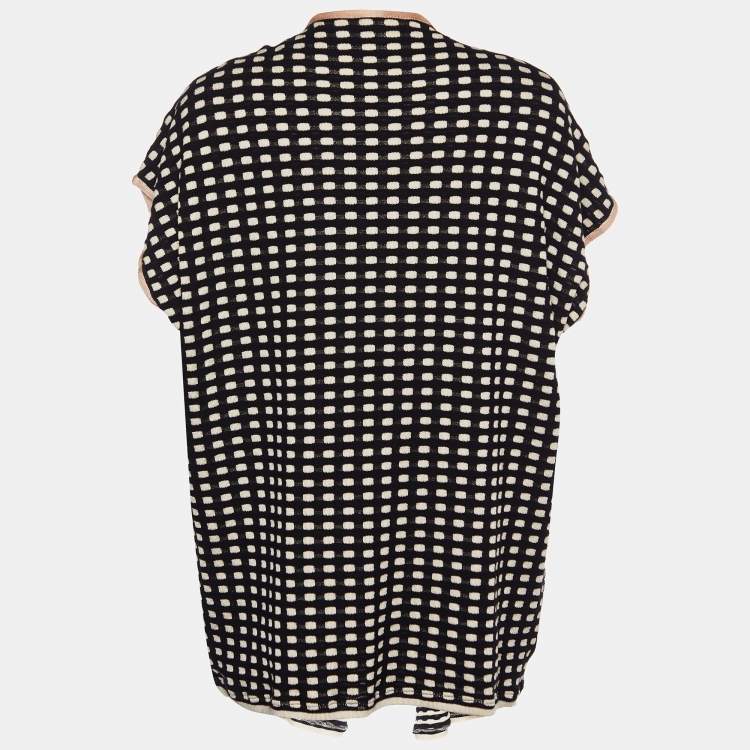 Pre Owned M Missoni Black Textured Knit Open Front Cardigan L