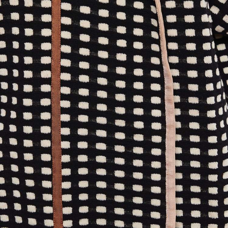 Pre Owned M Missoni Black Textured Knit Open Front Cardigan L