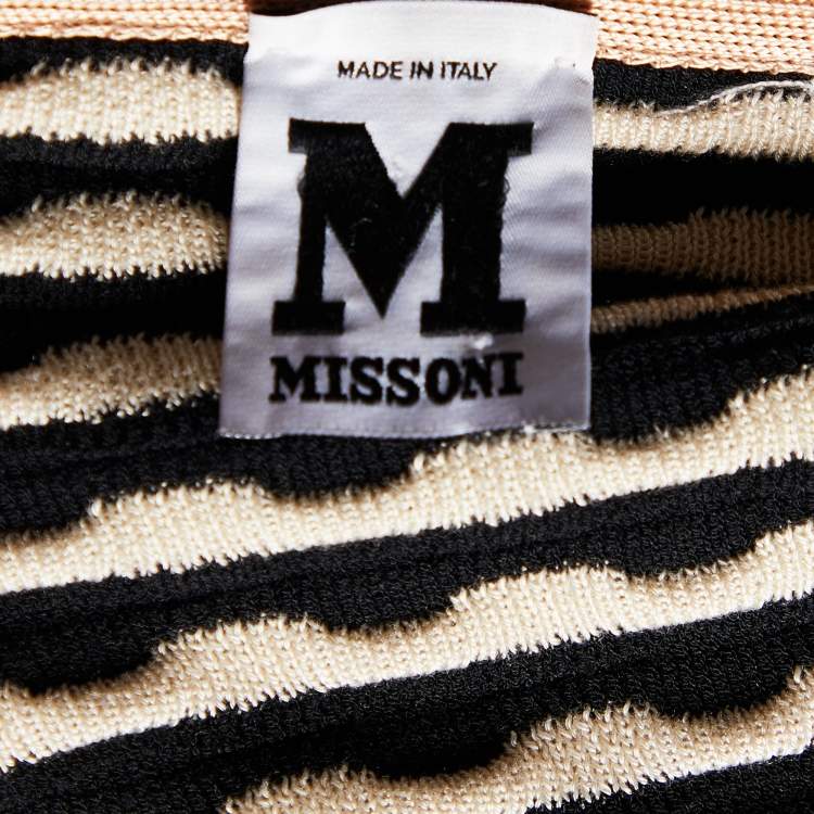 Pre Owned M Missoni Black Textured Knit Open Front Cardigan L