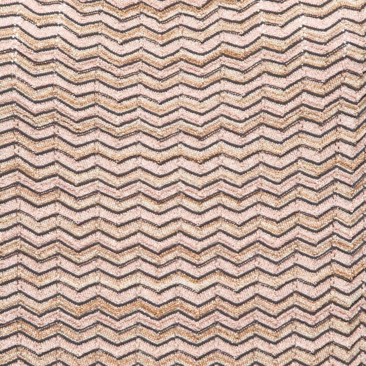 Pre Owned M Missoni Multicolor Chevron Patterned Lurex Knit Long Sleeve Top L