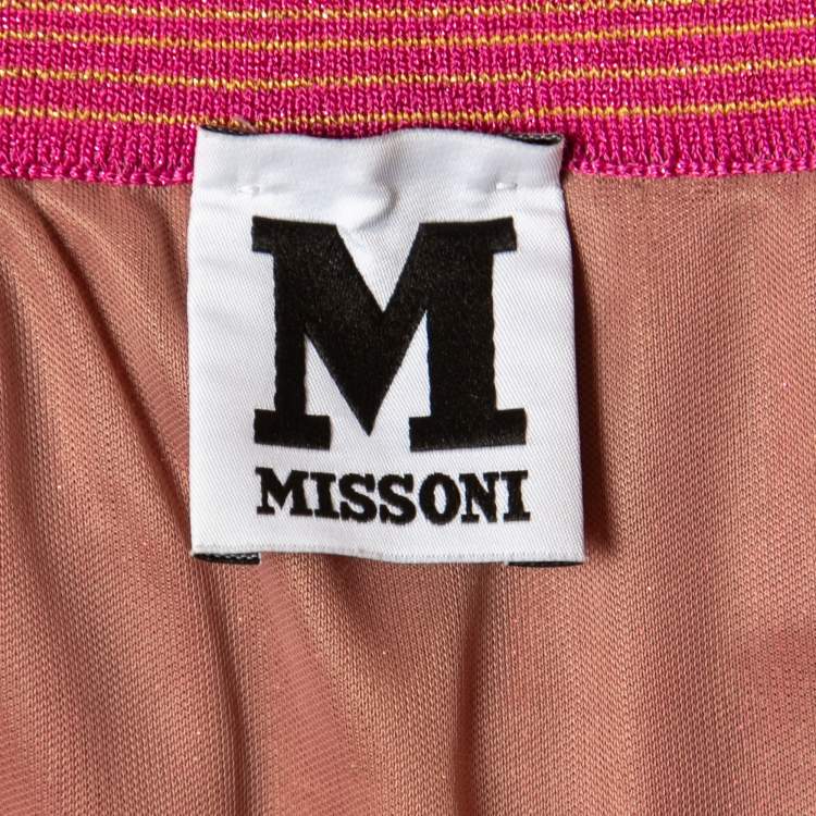 Pre Owned M Missoni Multicolor Striped Patterned Lurex Knit Maxi Skirt M