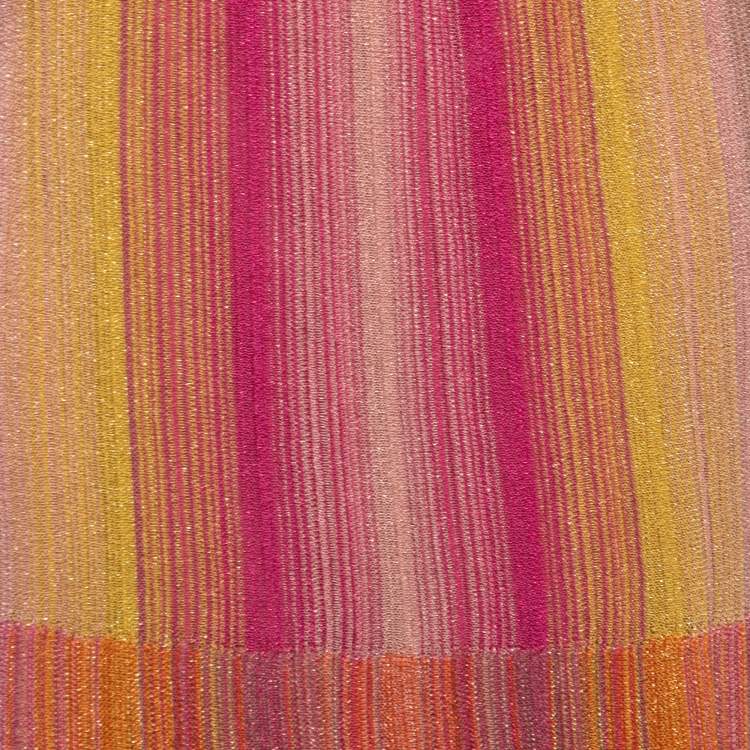 Pre Owned M Missoni Multicolor Striped Patterned Lurex Knit Maxi Skirt M