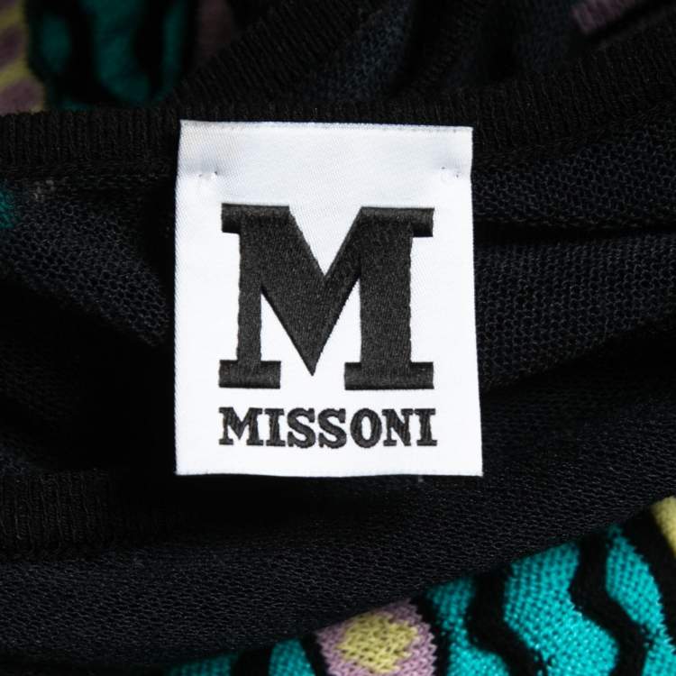 مملوكة مسبقًا M Missoni Multicolor Patterned Knit Sleeveless Flared Dress S