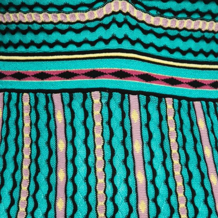 مملوكة مسبقًا M Missoni Multicolor Patterned Knit Sleeveless Flared Dress S
