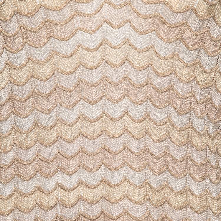 Pre Owned M Missoni Gold Scalloped Patterned Lurex Knit Top M