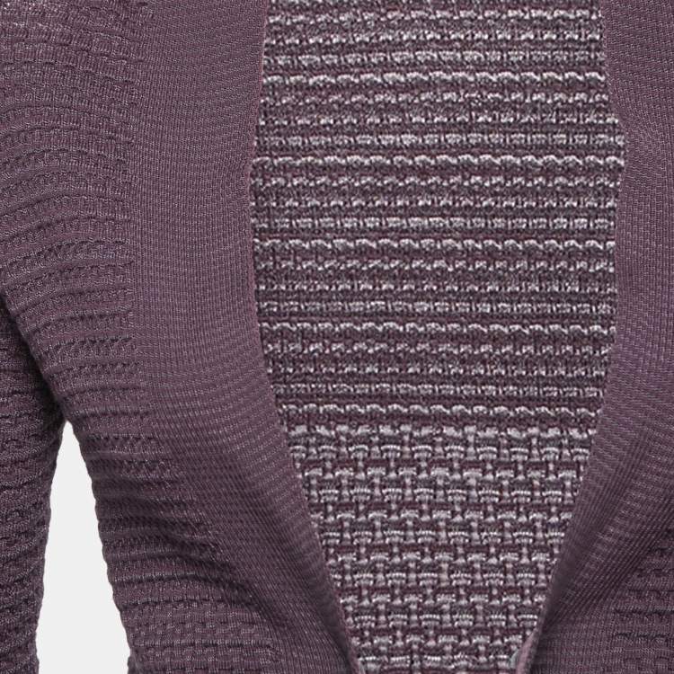 Pre Owned M Missoni Purple Textured Knit Open Front Cardigan S