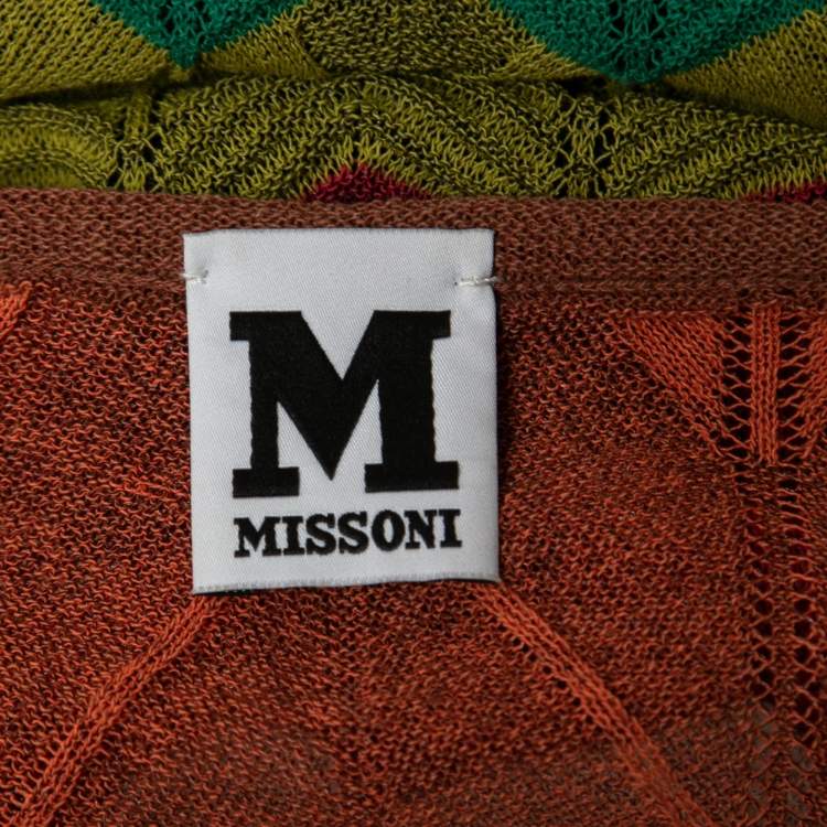 Pre Owned M Missoni Multicolor Chevron Patterned Knit Flared Dress M