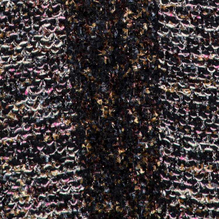 Pre Owned M Missoni Black Lurex Knit Hook Front Coat M