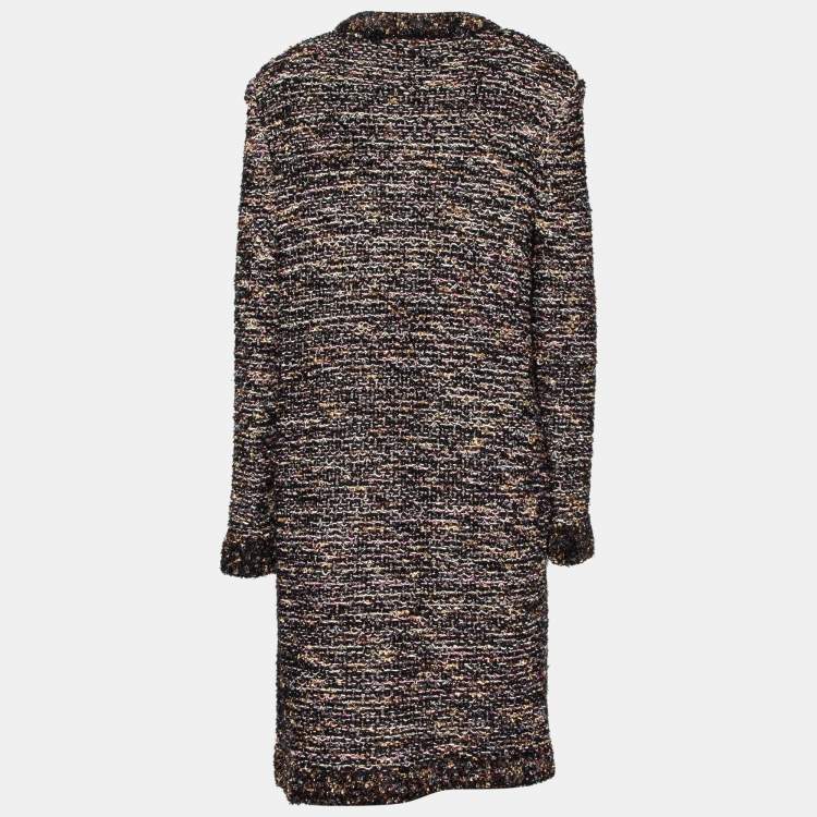 Pre Owned M Missoni Black Lurex Knit Hook Front Coat M