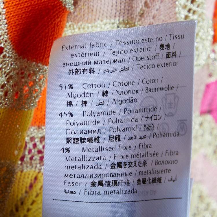 Pre Owned M Missoni Multicolor Lurex Cotton Knit Top L