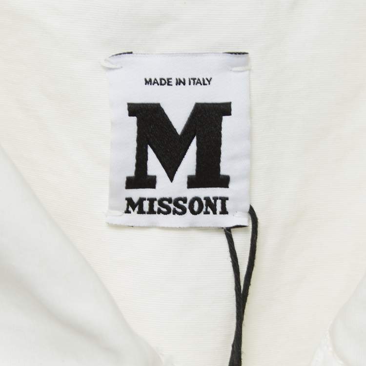 مملوكة مسبقًا M Missoni White Cotton and Ramie Single-Breasted Sleeveless Jacket M