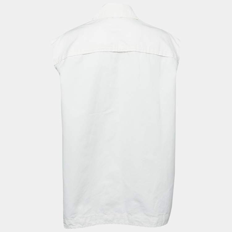 مملوكة مسبقًا M Missoni White Cotton and Ramie Single-Breasted Sleeveless Jacket M