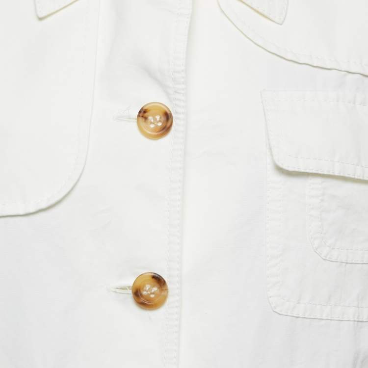 مملوكة مسبقًا M Missoni White Cotton and Ramie Single-Breasted Sleeveless Jacket M