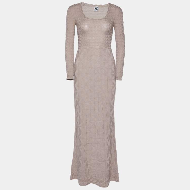 Pre Owned M Missoni Beige Patterned Knit Maxi Dress S