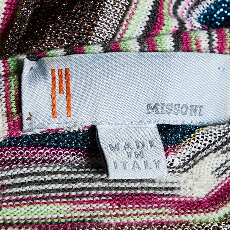 Pre Owned M Missoni Multicolor Zig Zag Pattern Lurex Knit Button Front Coat M
