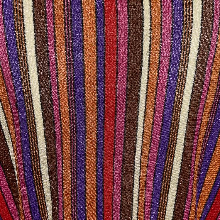 Pre Owned M Missoni Multicolor Striped Lurex Knit Tie Detail Cropped Shrug L