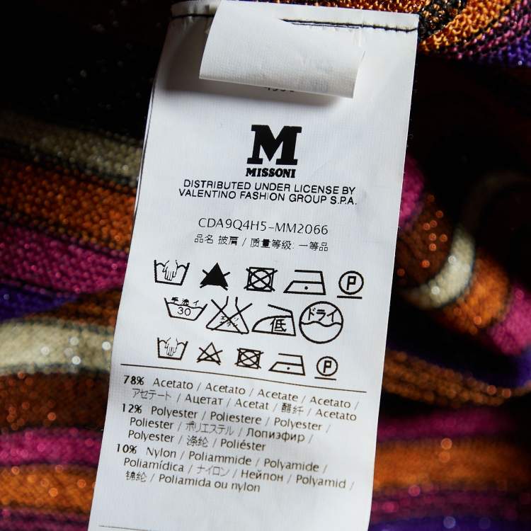 Pre Owned M Missoni Multicolor Striped Lurex Knit Tie Detail Cropped Shrug L