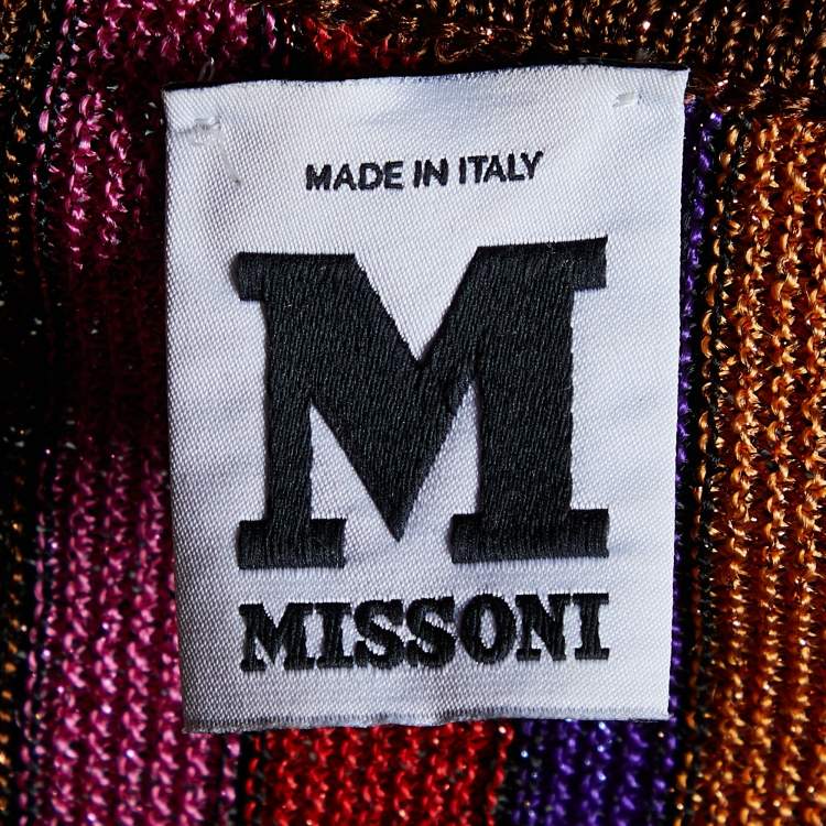 Pre Owned M Missoni Multicolor Striped Lurex Knit Tie Detail Cropped Shrug L