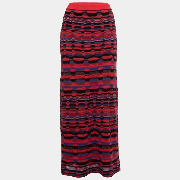 Pre Owned M Missoni Multicolor Patterned Knit Maxi Skirt M