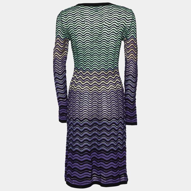 مملوكة مسبقًا M Missoni Multicolor Patterned Knit Mini Dress M