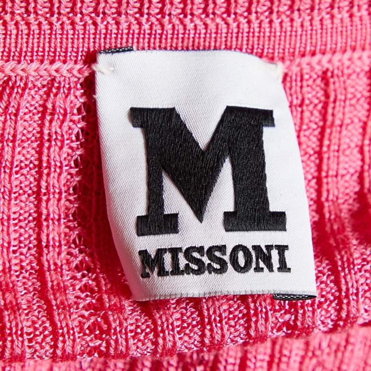 Pre Owned M Missoni Pink Knit V Neck Top M