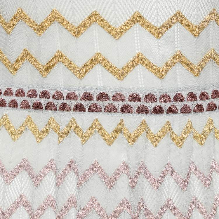 Pre Owned M Missoni Grey Patterned lurex Knit Sleeveless Sheer Mini Dress M