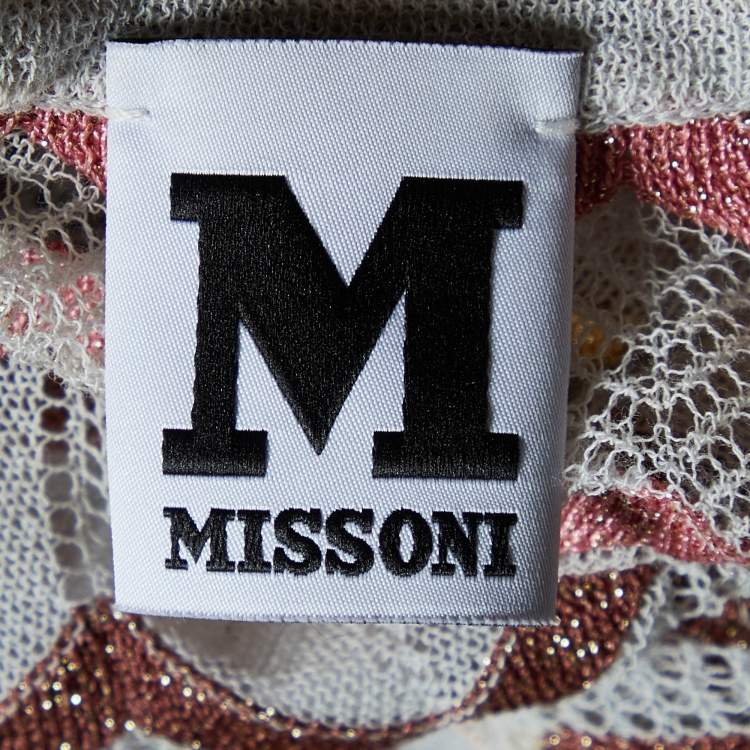 Pre Owned M Missoni Grey Patterned lurex Knit Sleeveless Sheer Mini Dress M