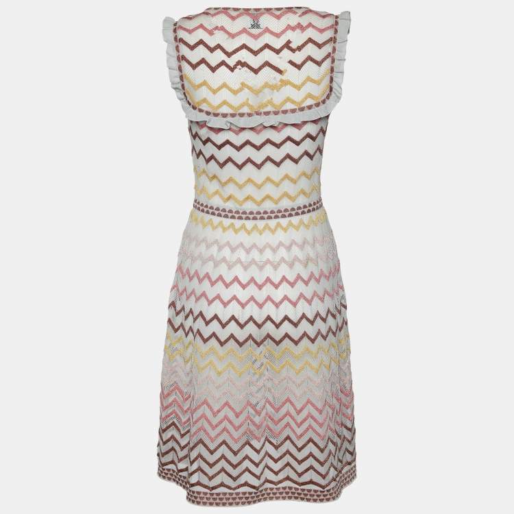 Pre Owned M Missoni Grey Patterned lurex Knit Sleeveless Sheer Mini Dress M