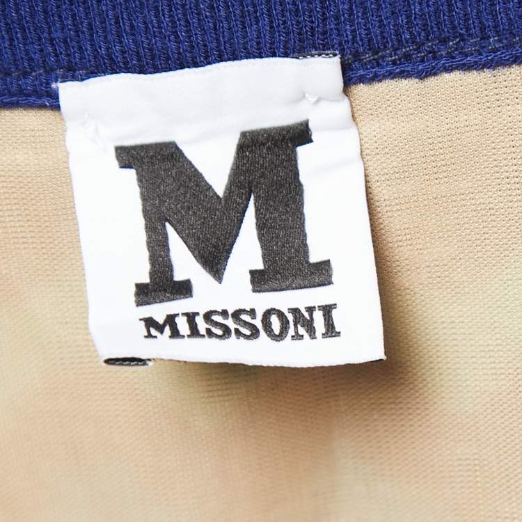 Pre Owned M Missoni Blue Patterned Knit Maxi Skirt L