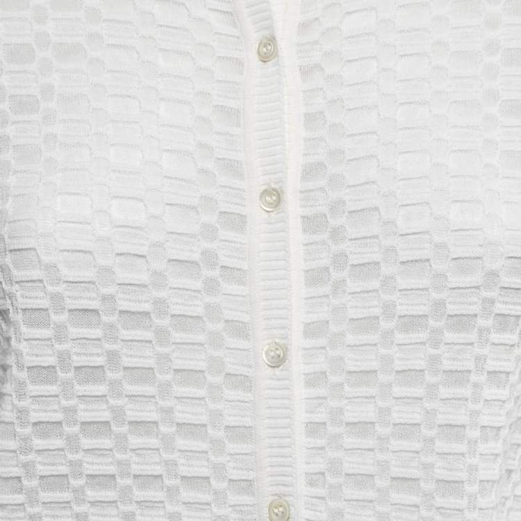 Pre Owned M Missoni White Patterned Knit Button Front Cardigan M