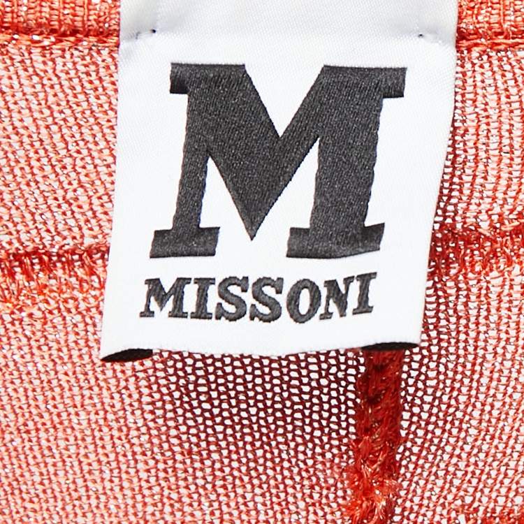 Pre Owned M Missoni Orange Patterned Lurex Knit Sleeveless Maxi Dress M