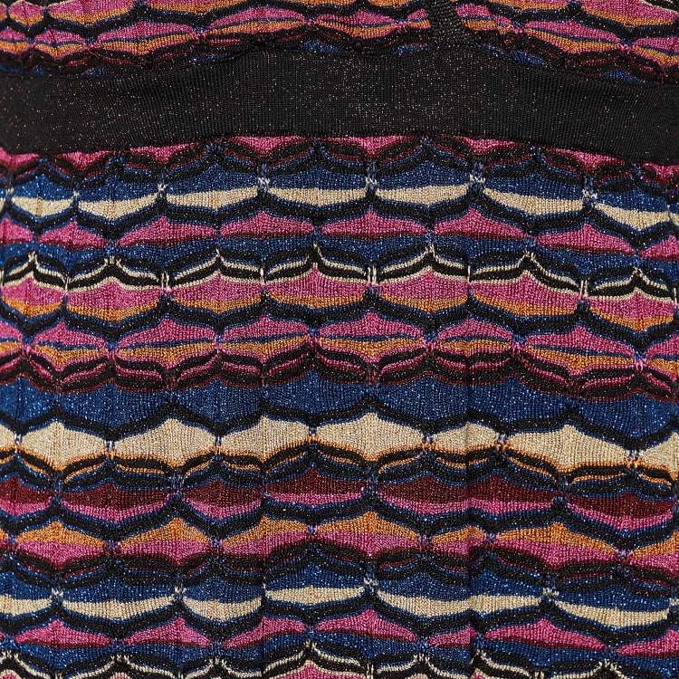 Pre Owned M Missoni Multicolor Lurex Knit Halter Neck Maxi Dress L