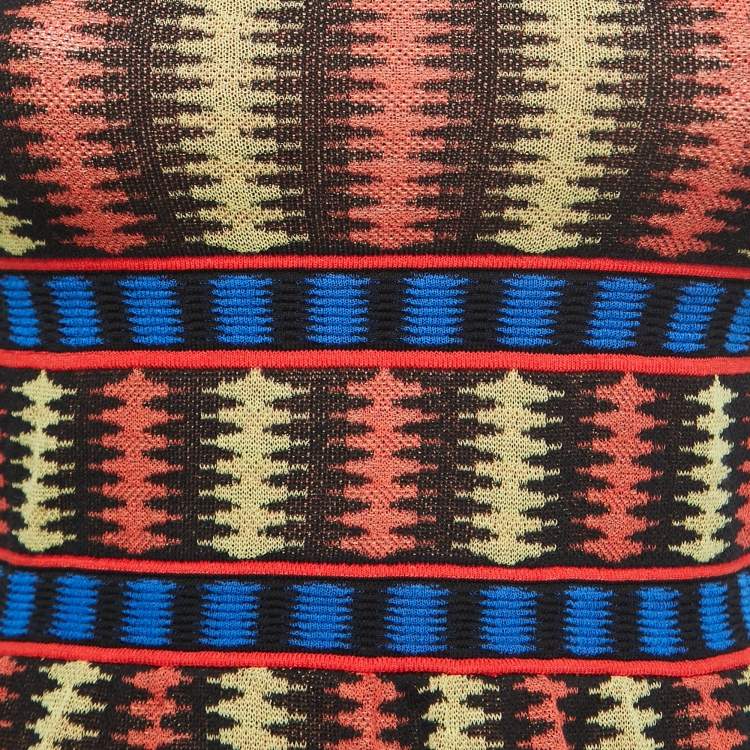 Pre Owned M Missoni Multicolor Patterned Knit Strap Peplum Top S