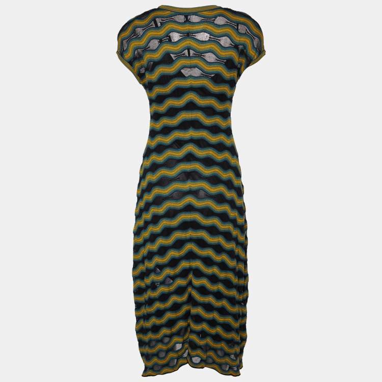 Pre Owned M Missoni Multicolor Patterned Knit Midi Dress M