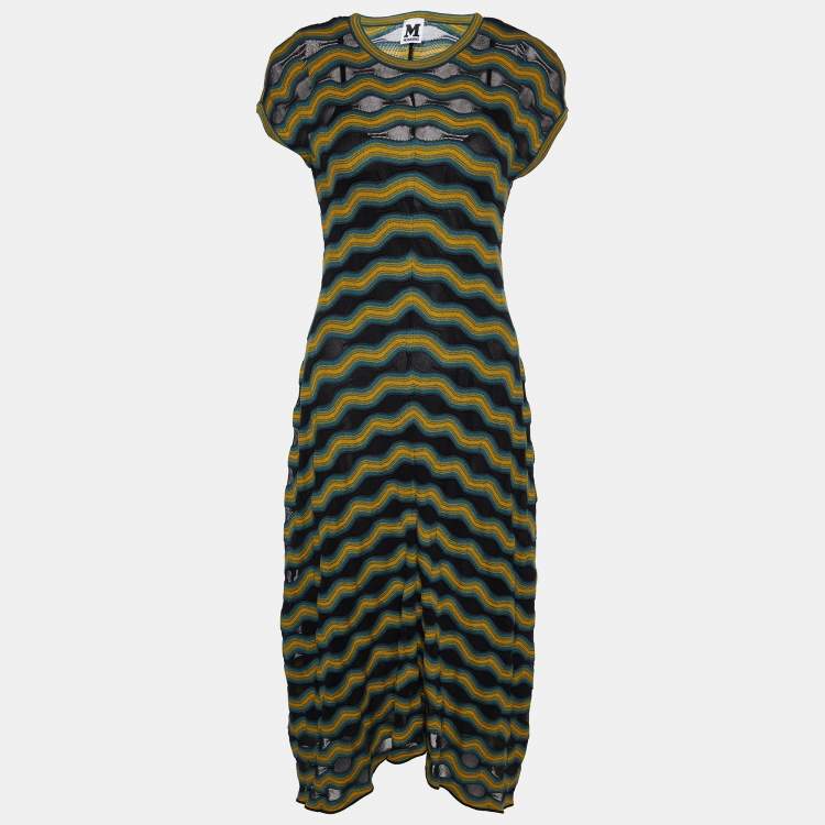 Pre Owned M Missoni Multicolor Patterned Knit Midi Dress M