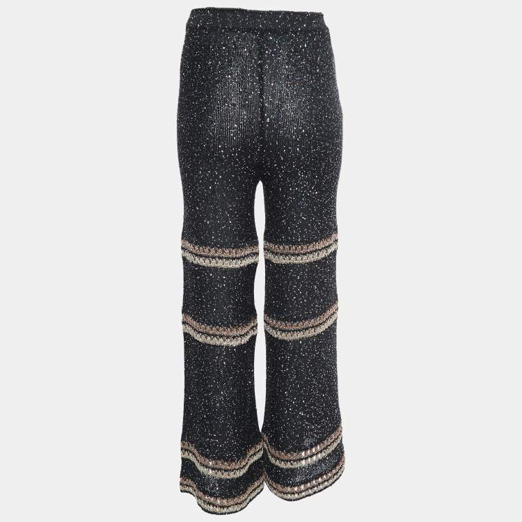 Pre Owned M Missoni Collection Black Sequined Knit Palazzo S