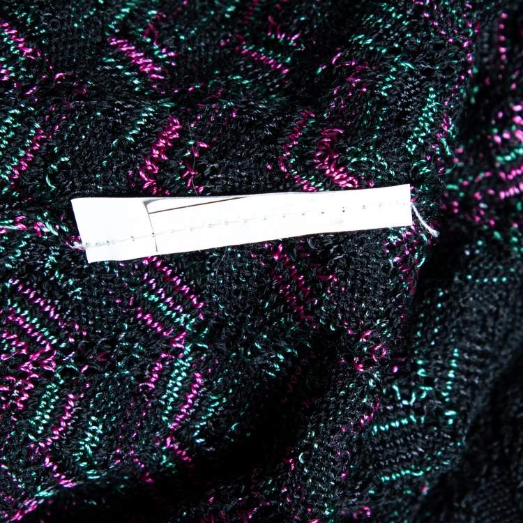 Pre Owned M Missoni Black Cotton Patterned Knit Button Front Cardigan M