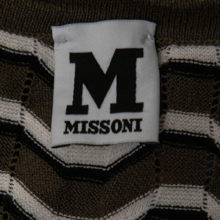 Pre Owned M Missoni Multicolor Patterned Knit Crew Neck Half Sleeve Top S