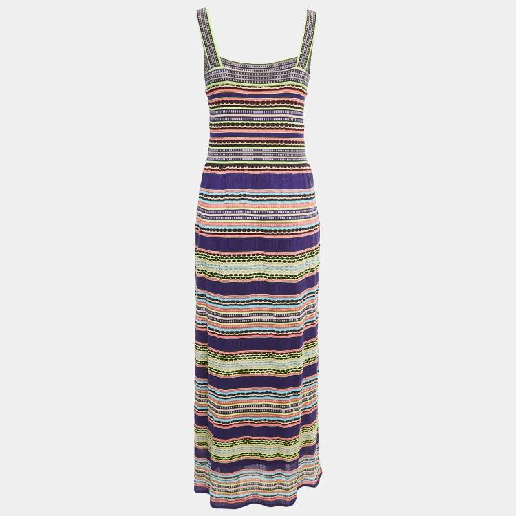 Pre Owned M Missoni Multicolor Knit Sleeveless Maxi Dress S